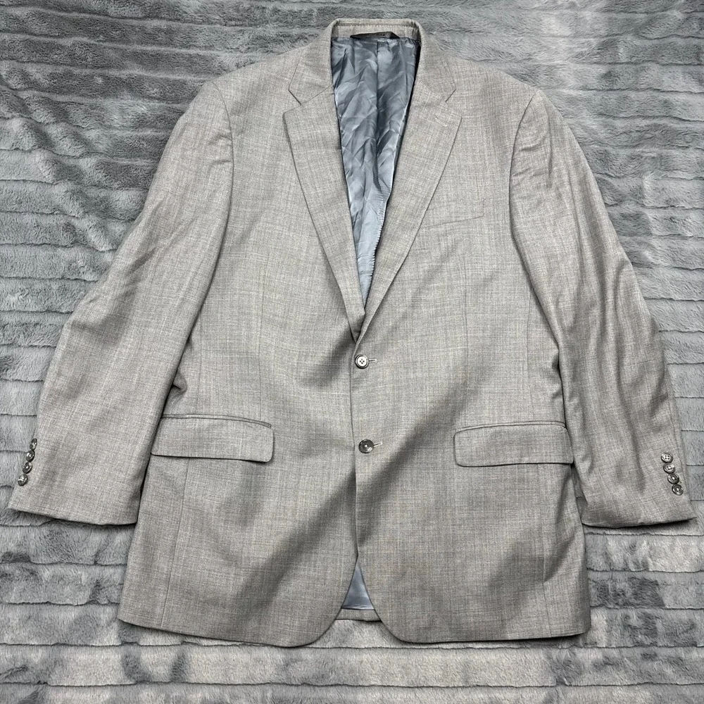Jos A Bank Signature Collection Grey Wool Glen Check Blazer Sport Coat 43 Long